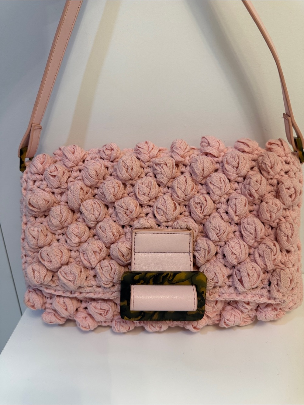 No Boundaries Pink Crochet Shoulder Bag